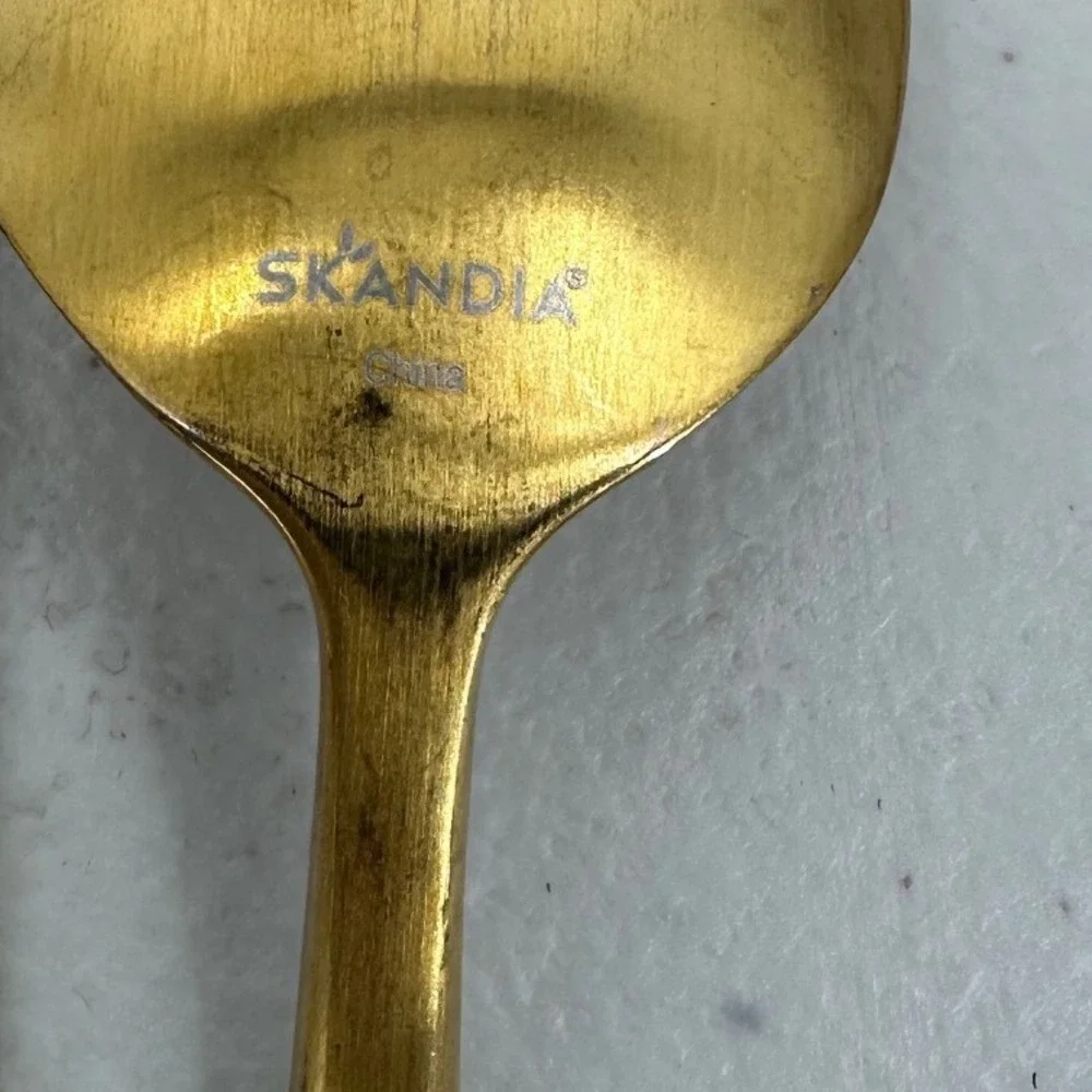 Skandia Gold Flatware Set 19 Piece Textured Handle Stainless Steel Cutlery